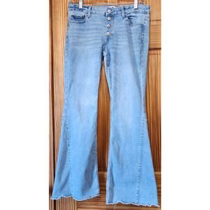 SO Girls Flare Jeans Size 16 Light Wash Button Fly Stretch Denim Adjustable Wais